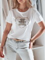 T-shirt damski z misiem TEDDYCAP biały Dstreet RY2745