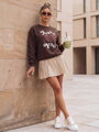 Dámska mikina JUST LOVE YOU oversize s veľkým srdcom – hnedá BY1477