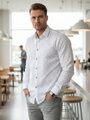 Pánska košeľa slim fit DX2700 – biela moderná košeľa pre elegantného muža