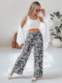 Dámske nohavice materiálové s voľne splývavým strihom TROPICAL SUN čierne UY2634