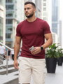 T-shirt męski klasyczny bordowy Dstreet RX5677