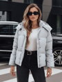 Sivá dámska bunda z ekokože COLLAR TY5190