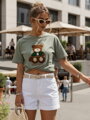 T-shirt damski BAREN ciemnozielony Dstreet RY2539