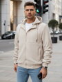Pánska prechodná bunda s kapucňou, béžová Dstreet TX5030