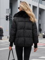 Dámska zimná bunda s odnímateľným lemovaním goliera – čierna