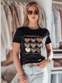 T-shirt damski w serca LOVETIK czarny Dstreet RY2734