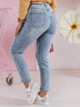 Dámske rifľové nohavice slim fit s kvetmi FLORENSSO modré UY2467