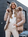 Karamelová prešívaná zimná dámska bunda SPARKLE TY3948