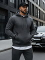 Antracitová pánska mikina s kapucňou (bx2085)