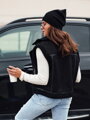 Čierna dámska semišová vesta s hrejivou podšívkou WOOLZIP TY4742