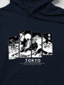 Pánska mikina s nápisom TOKYO a kapucňou Dstreet tmavomodrá NX5146BX