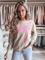 Dámska mikina SOFTTIE oversize s potlačou mašle – cappuccino BY1357