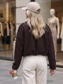 Čokoládovohnedá krátka menčestrová dámska bunda Dstreet TY6018