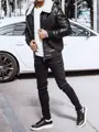 Čierny pánsky koženkový kabát Dstreet TX4233