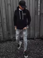 Čierna klasická mikina s kapucňou