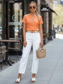 Bluzka damska one size prążkowana KISS LOOK pomarańczowa Dstreet RY2840