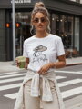 T-shirt damski z nadrukiem WOMANPOW biały Dstreet RY2804