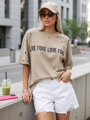 T-shirt damski z nadrukiem BONGANIR beżowy Dstreet RY2635