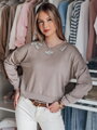 Bluzka damska one size z długi rękawem CRYSTALIA mokka Dstreet RY2770