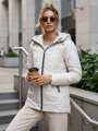 Svetlosivá prešívaná prechodná dámska bunda s kapucňou TY5610