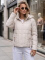 Svetlosivá prešívaná dámska bunda s kapucňou TY5860