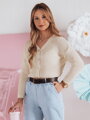 Dámsky rebrovaný oversize kardigan Dstreet Sweetdream – ecru MY2457