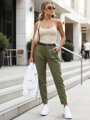Dámske chino nohavice s opaskom MODELA khaki UY2572