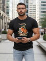 Herren T-Shirt mit Totenkopf und Blumendruck NX079R