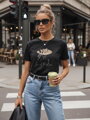 T-shirt damski z nadrukiem WOMANPOW czarny Dstreet RY2807