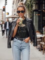 T-shirt damski z nadrukiem WOMANPOW czarny Dstreet RY2807