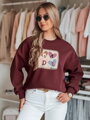 Bordová dámska mikina MADELIN oversize so srdiečkami BY1458