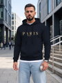 Pánska mikina s nápisom PARIS a kapucňou Dstreet tmavomodrá NX5147BX