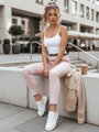 Dámske nohavice slim fit s opaskom LINESKA ružové UY2630