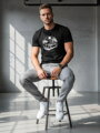Herren-T-Shirt mit Rundhalsausschnitt und Druck schwarz Dstreet NX042R