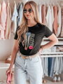 T-shirt damski z nadrukiem TRENDAY czarny Dstreet RY2824