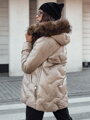 CLASSIQ dámska zimná prešívaná bunda s kapucňou, camel Dstreet TY4625