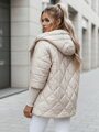 Biela prešívaná prechodná dámska bunda PUFFILOF s kapucňou a oversize strihu TY4856