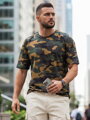 Pánske khaki maskáčové tričko Dstreet RX5594