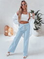 Dámske nohavice ležérne s voľne splývavým strihom BOHO DAY svetlomodré UY2651