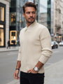 Pánsky béžový sveter s košeľovým golierom Dstreet WX2258z