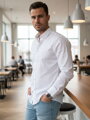 Pánska slim fit vzorovaná košeľa biela Dstreet DX2698