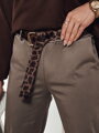 Dámske nohavice one size LEOCINCIN s opaskom khaki UY2262