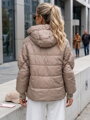 Béžová prešívaná dámska bunda s kapucňou TY5762