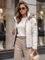 Svetlosivá prechodná dámska bunda s kapucňou TY5776