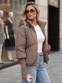 Béžová prešívaná zimná dámska bunda s kapucňou TY5897