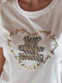 T-shirt damski z misiem TEDDYCAP biały Dstreet RY2745