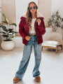 Bordová trendová menčestrová zimná dámska bunda TRENDYGLAM TY4942