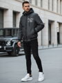 Pánska obojstranná bunda s kapucňou, čierna Dstreet TX4951