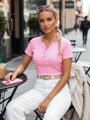 Bluzka damska one size prążkowana KISS LOOK różowa Dstreet RY2837