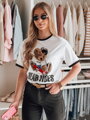T-shirt damski oversize z haftem misia MISIONISTA biały Dstreet RY2852